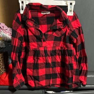 Cat & Jack Red and Black Plaid Button Down Shirt